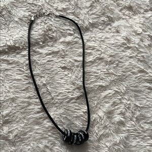 Chic Black Necklace with Silver Accents